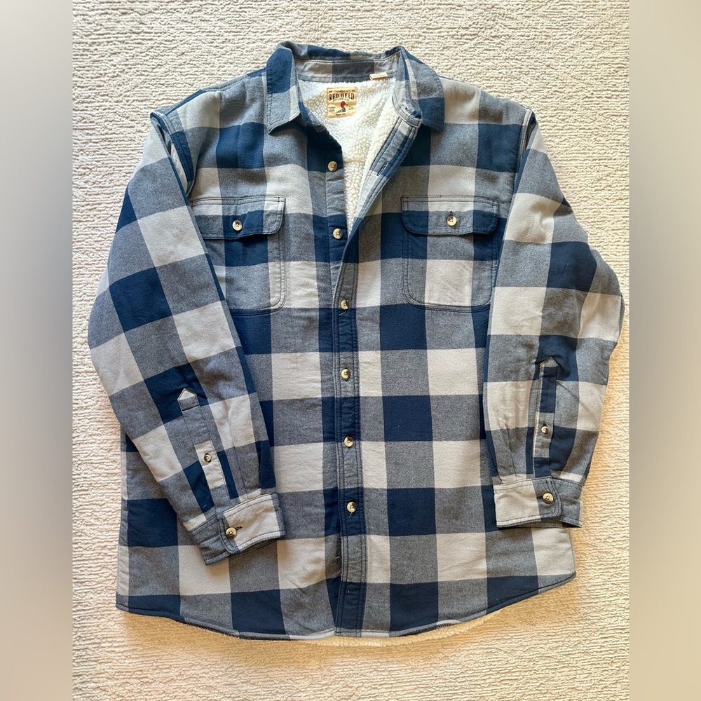 RedHead Blue and Gray Plaid Shirt Jacket